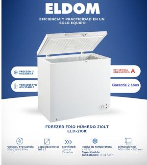 Freezer ELDOM 200L Clase: A  ELD-210K T G:2A