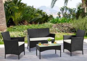 Juego Living Exterior Marina Rattan 2+1+1 + Mesa de centro