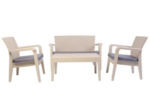 Juego Patio living 2L+1L+1L Alaska Lounge Crema Rainbow